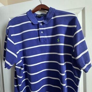 Ralph Lauren Blue and White Striped Polo Shirt